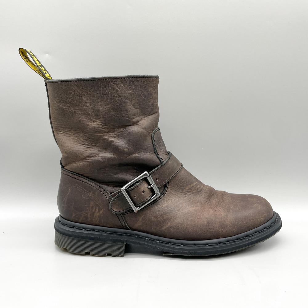 Dr Martens Mens 11 Engineer Biker Boots Brown Distressed Leather Rugged Utility